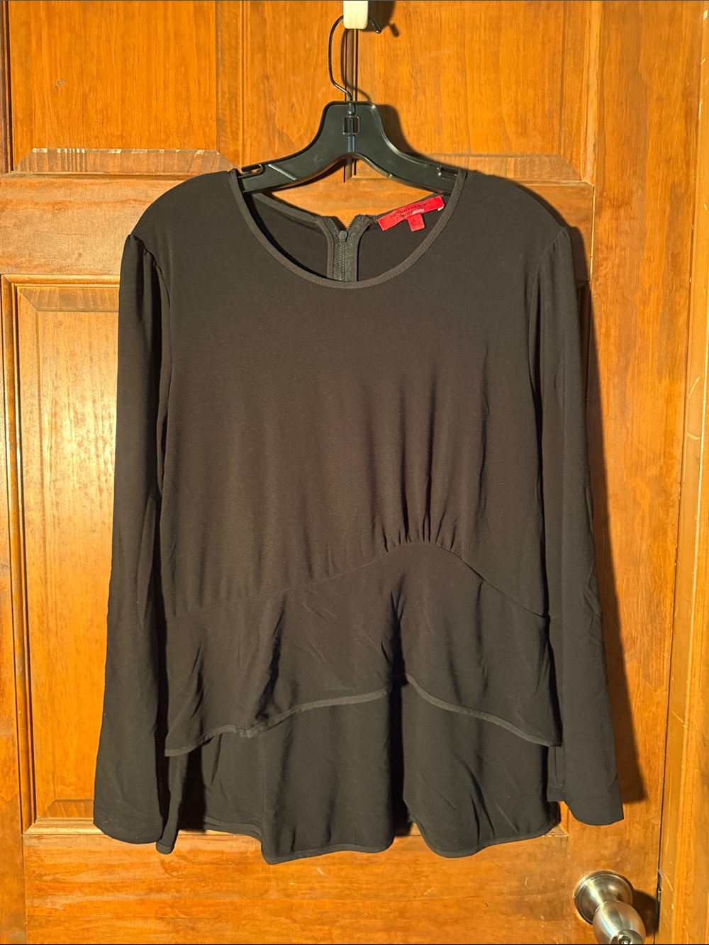 Narciso Rodriguez Black Long-Sleeve Layered Peplum Top